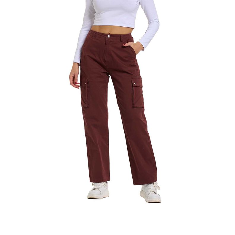 Pantalón Mujer Cargo Gabardina Cafe Fashion's Park-0