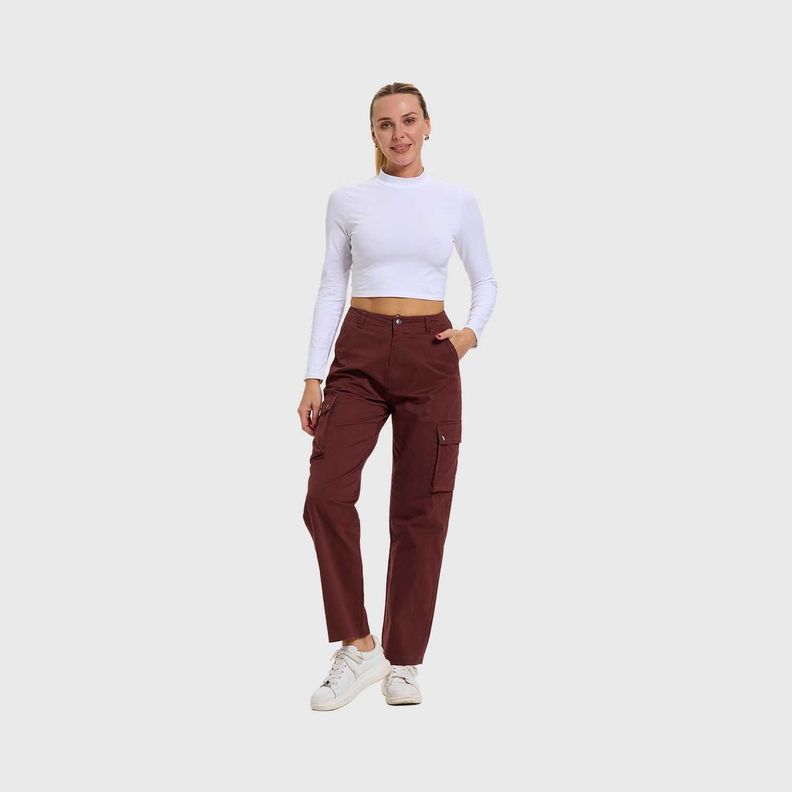Pantalón Mujer Cargo Gabardina Cafe Fashion's Park-3