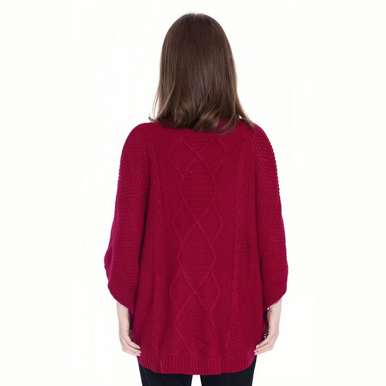 Sweater Mujer Poncho Guinda Oscuro-1