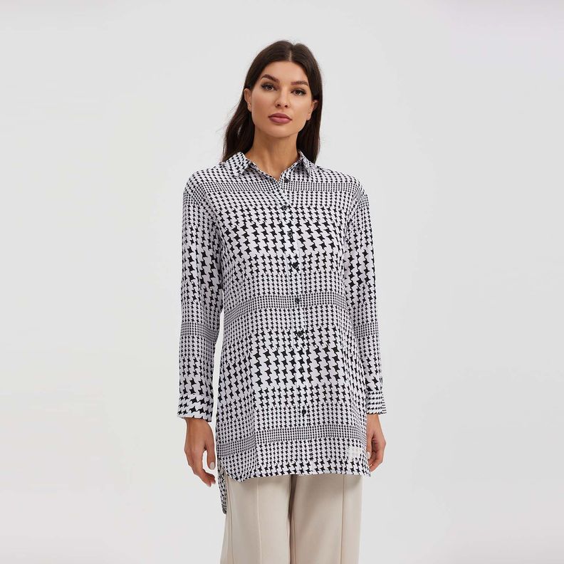 Blusa Mujer Tipo Camisa Blanco / Negro-0