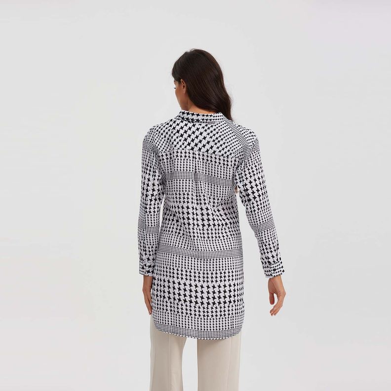 Blusa Mujer Tipo Camisa Blanco / Negro-2