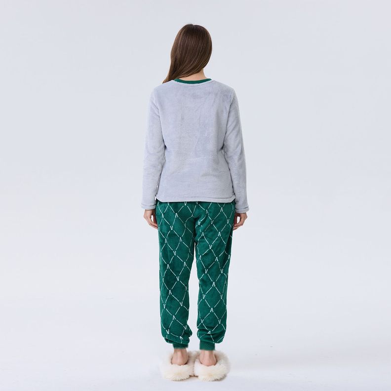 Pijama Mujer Polar Gris Melange-1