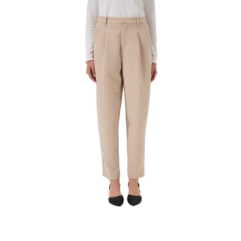 Pantalón Mujer Sastrero Calce Zanahoria Taupe Fashion's Park-0