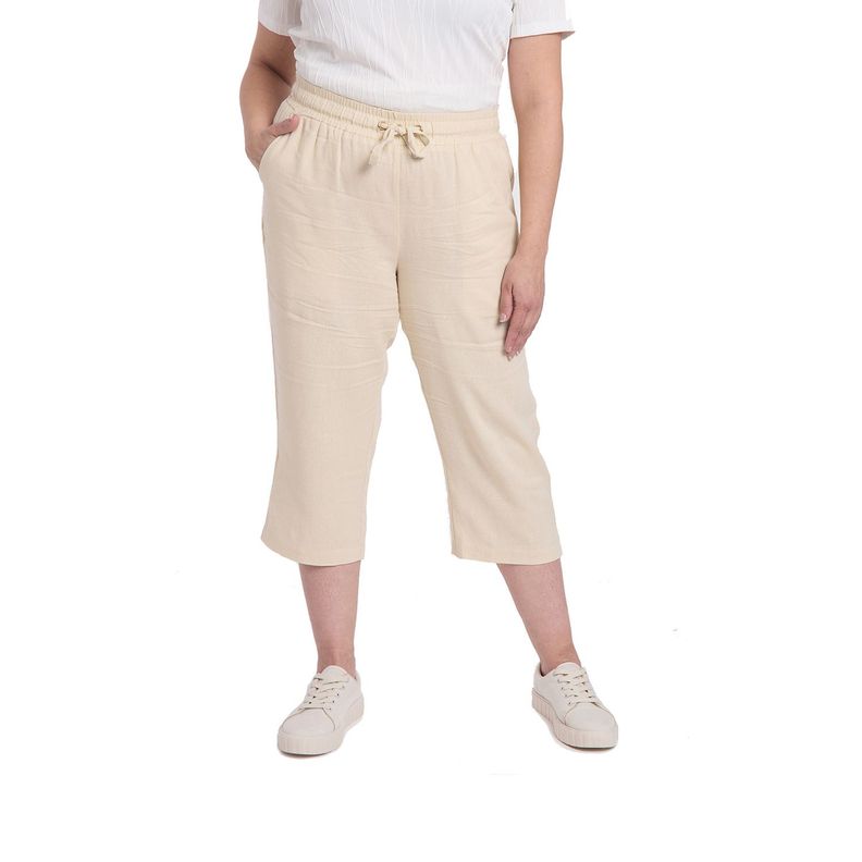 Pantalón Mujer Lino Beige Claro Fashions Park-0