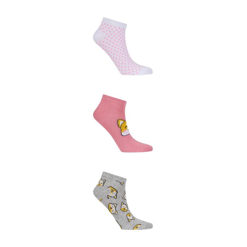 Calceta Deportiva Mujer Tripack P Gris-0