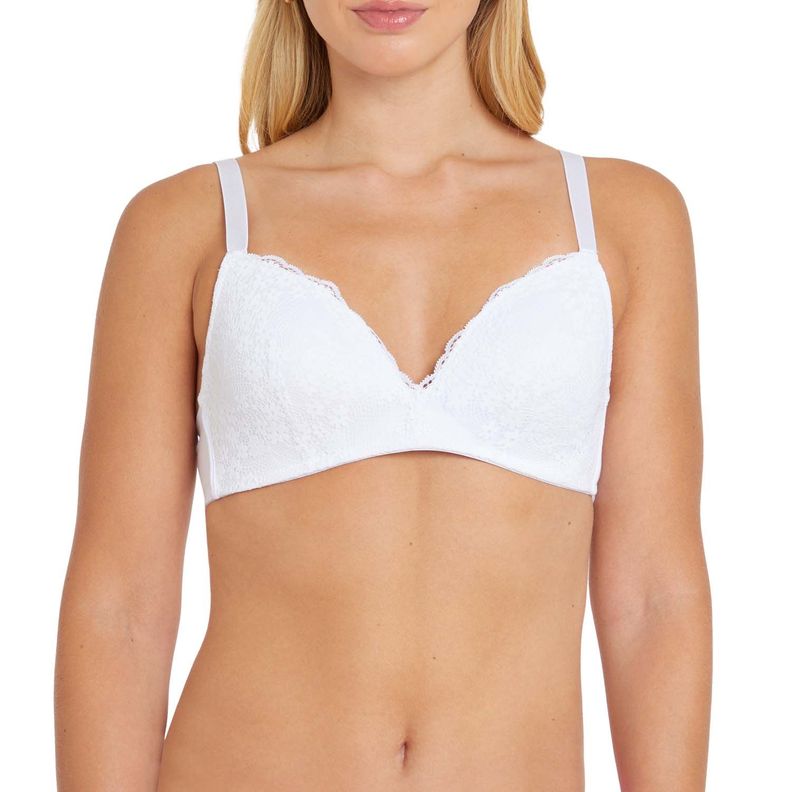 Sostén Sin Arco Encaje Blanco Mujer-0