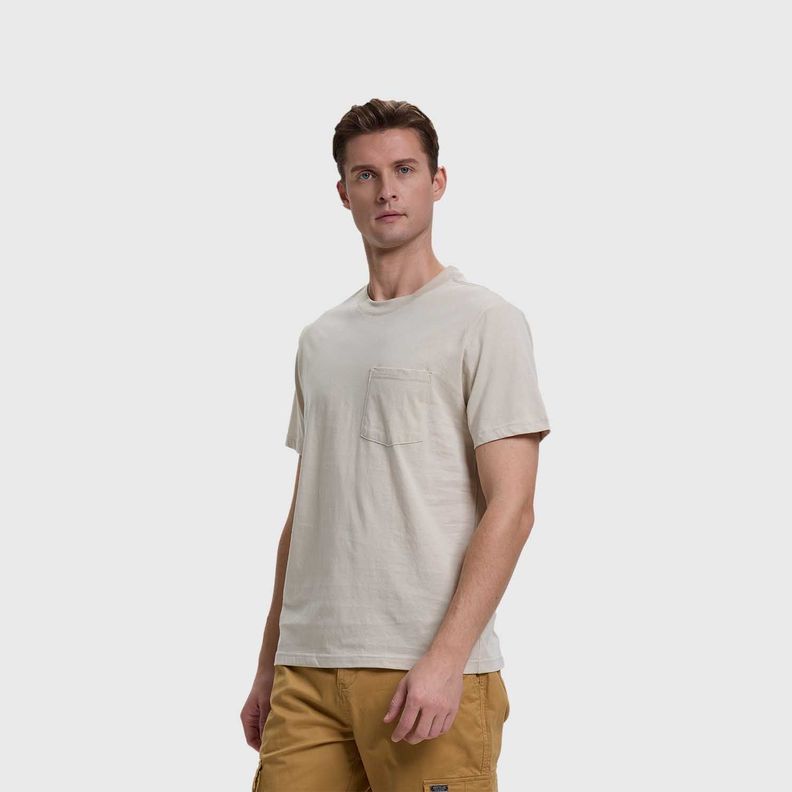 Polera Hombre Básica Con Bolsillo Beige Fashion's Park-1