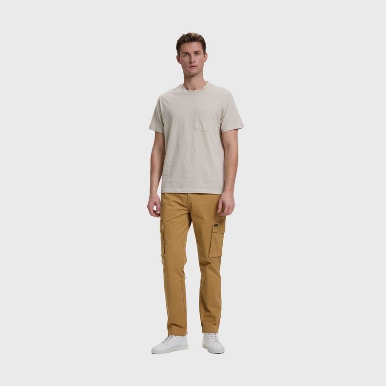 Polera Hombre Básica Con Bolsillo Beige Fashion's Park-3