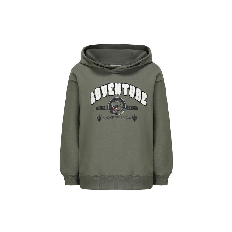 Polerón Niño Oversize Print Verde Militar-0