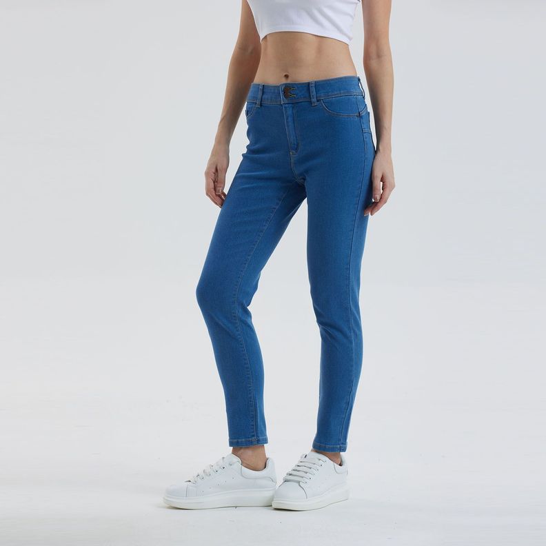 Jeans Mujer Skinny Push Up Azul-0