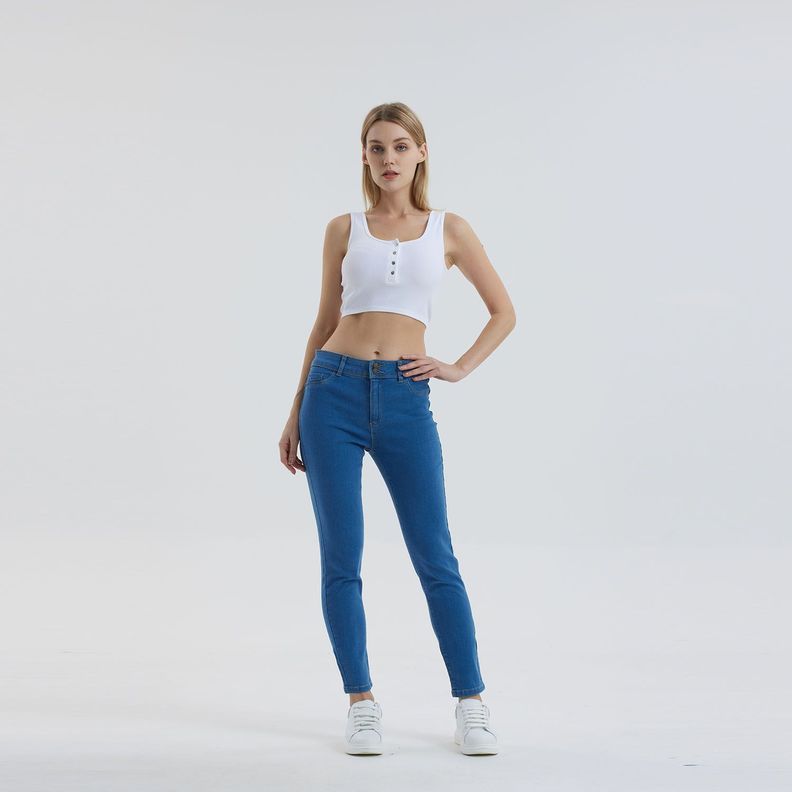 Jeans Mujer Skinny Push Up Azul-3