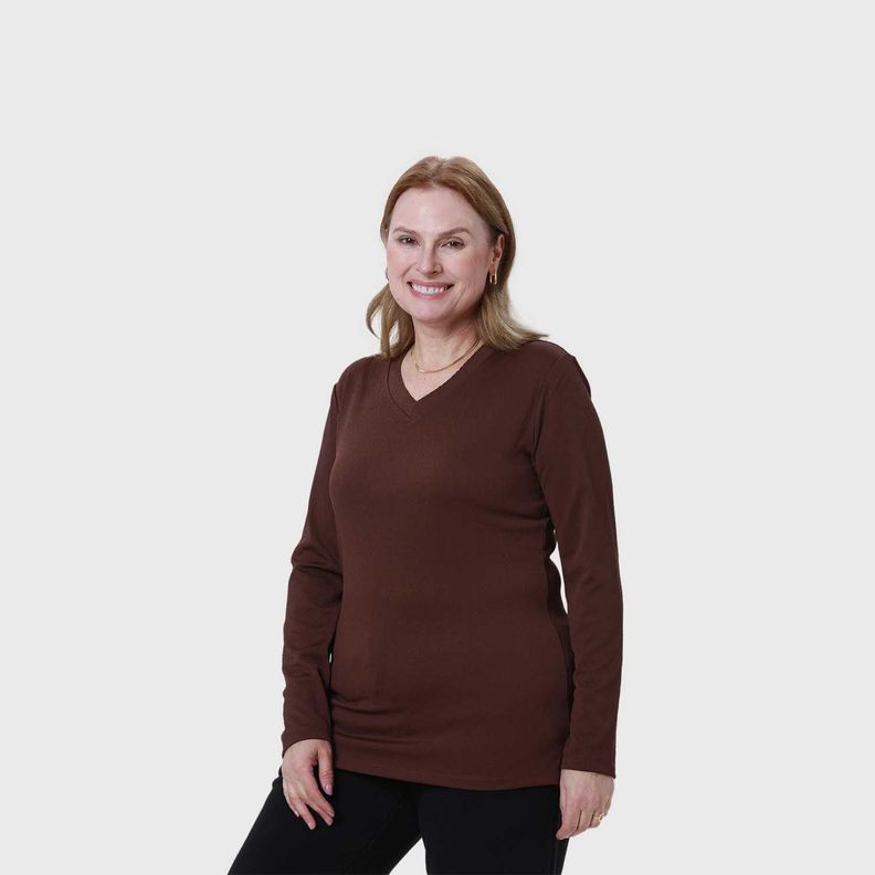 Polera Mujer Texturizada Cafe-1
