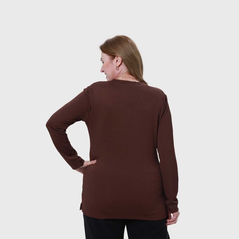 Polera Mujer Texturizada Cafe-2