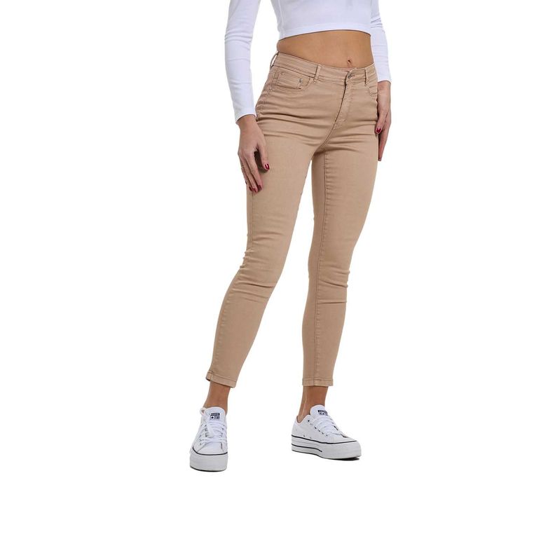 Jeans Mujer Super Skinny Color Beige Oscuro Fashion's Park-0