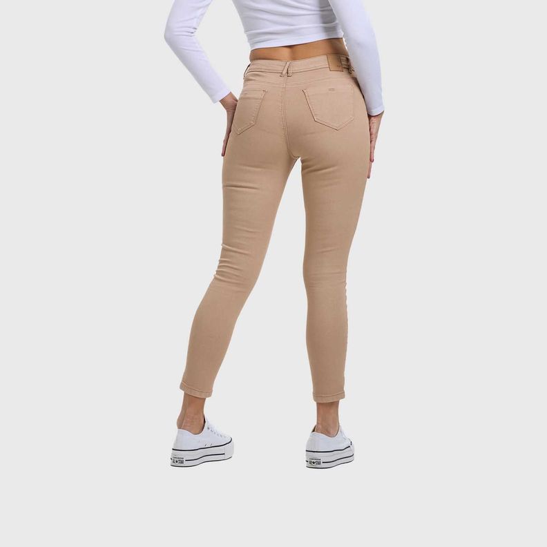 Jeans Mujer Super Skinny Color Beige Oscuro Fashion's Park-2