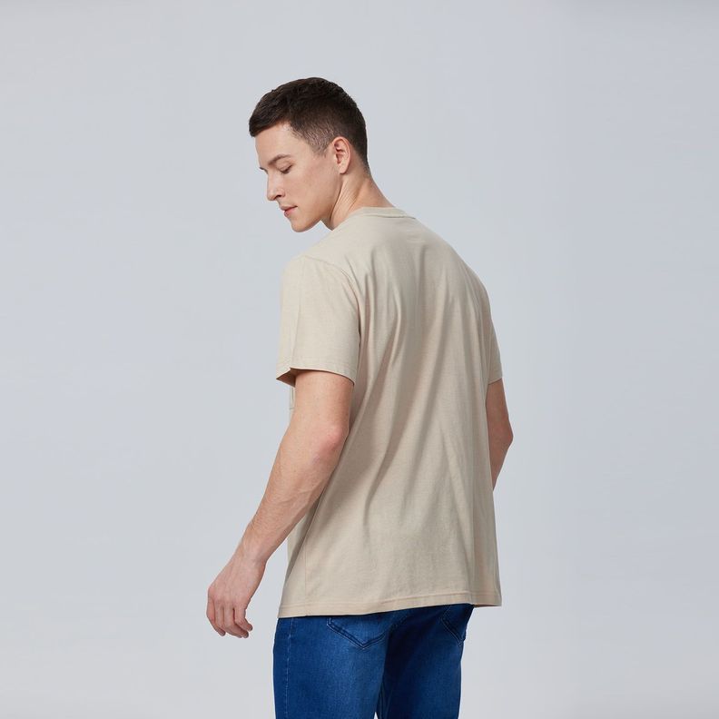 Polera Básica Con Bolsillo Beige Hombre-2