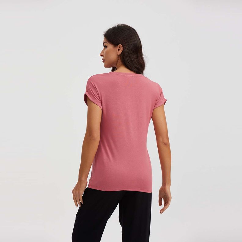 Polera Aplicación Glitter Coral Mujer-2