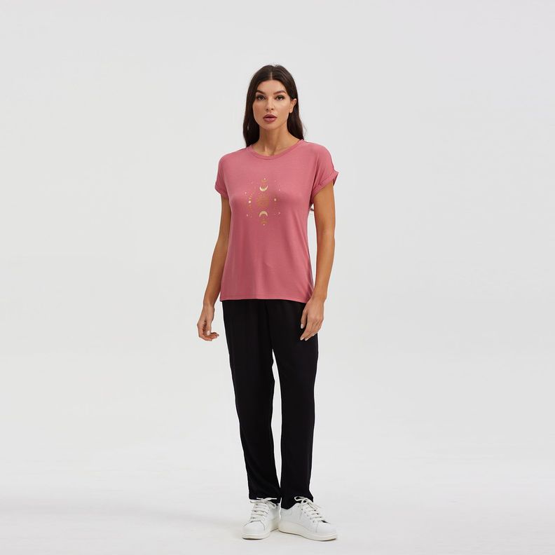 Polera Aplicación Glitter Coral Mujer-3