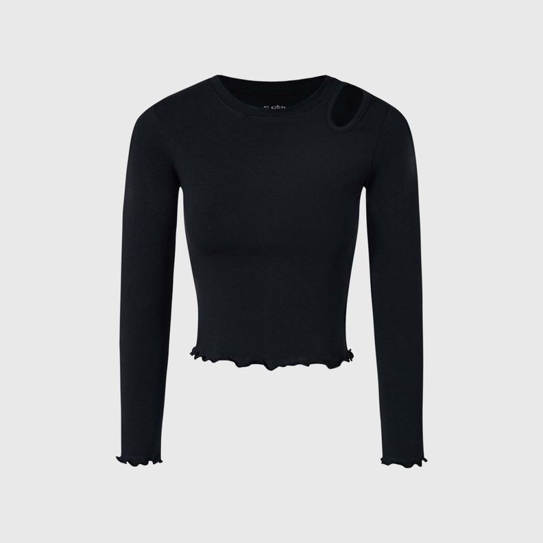 Polera Niña Hombro Descubierto Negro Fashion's Park-1