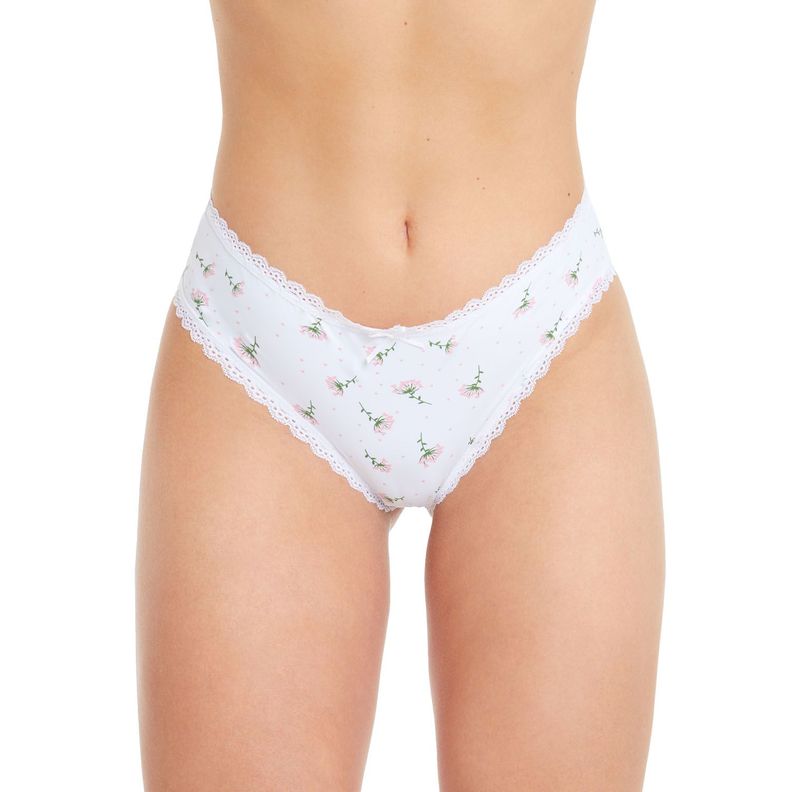 Calzón Pantaleta Con Encaje Blanco Mujer-0
