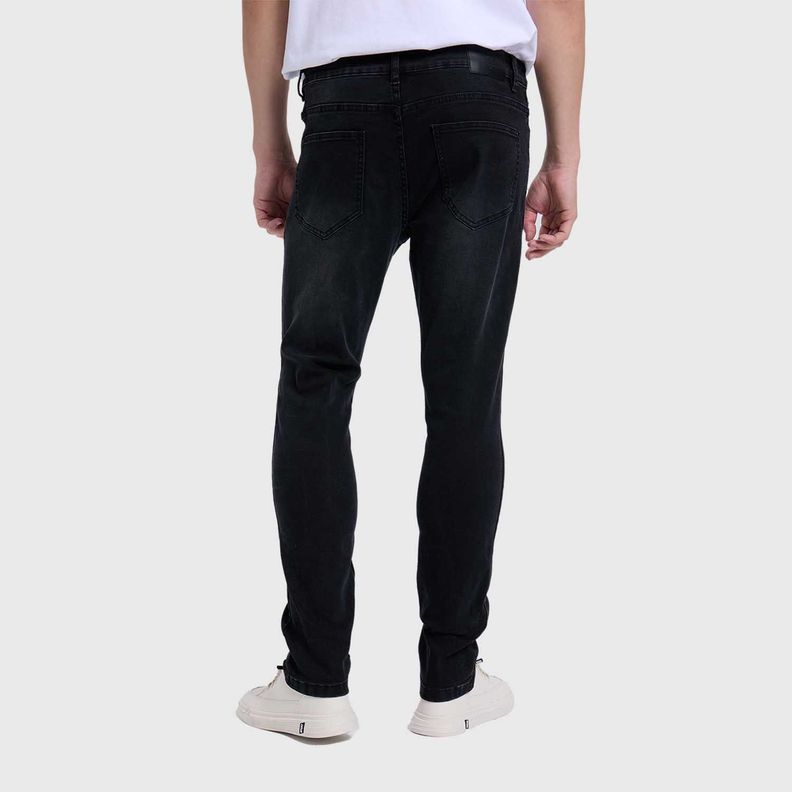 Jeans Hombre Skinny Rotura Negro-2