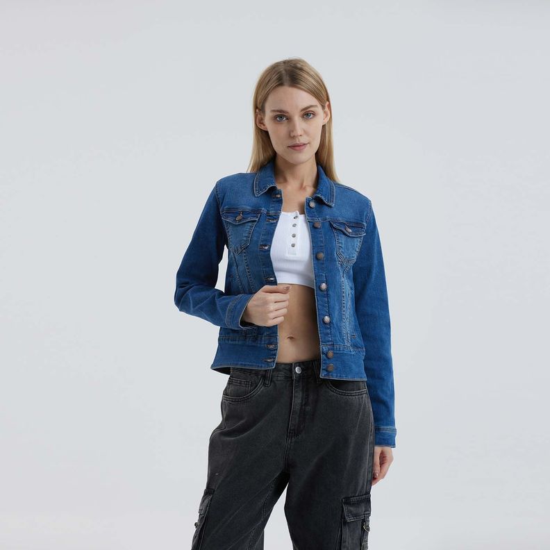 Chaqueta Mujer Clásica Azul-0