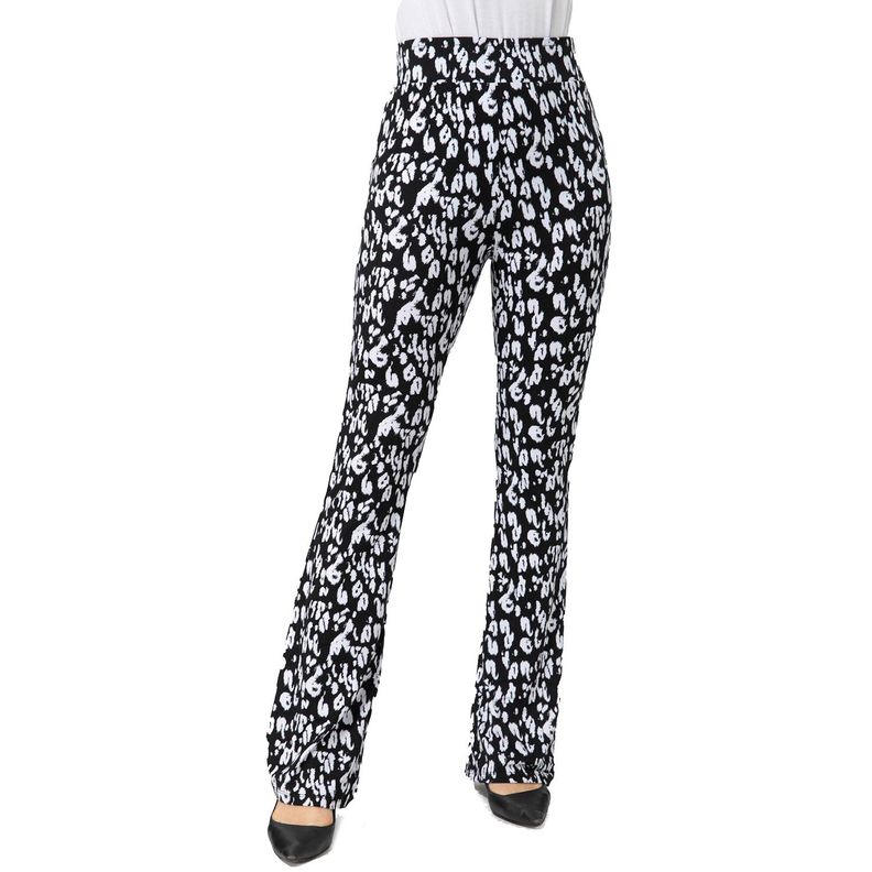 Calza Flare Tiro Alto Negro / Blanco Mujer-0