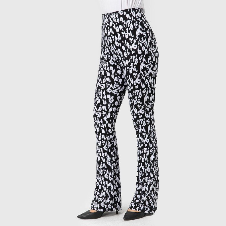 Calza Flare Tiro Alto Negro / Blanco Mujer-1