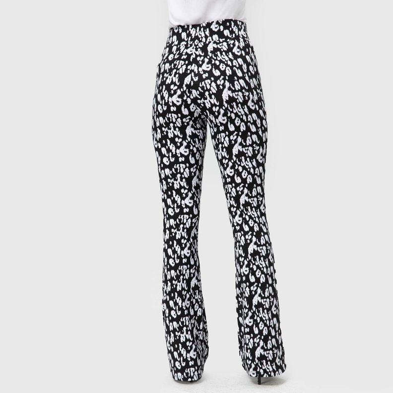 Calza Flare Tiro Alto Negro / Blanco Mujer-2