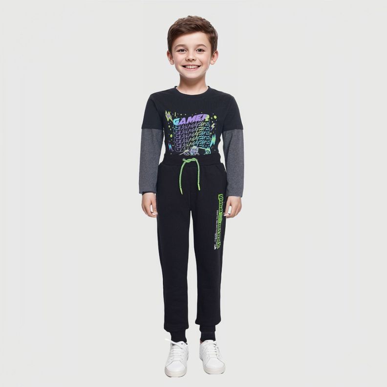 Pantalón Buzo Jogger Negro Niño-2