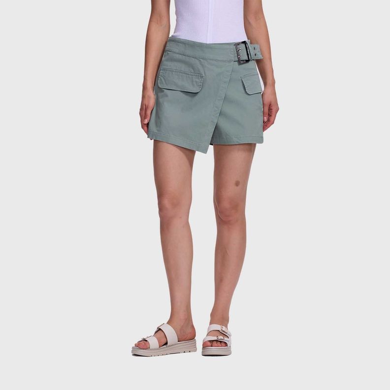 Short Mujer Falda Gabardina Verde Musgo Fashion's Park-1
