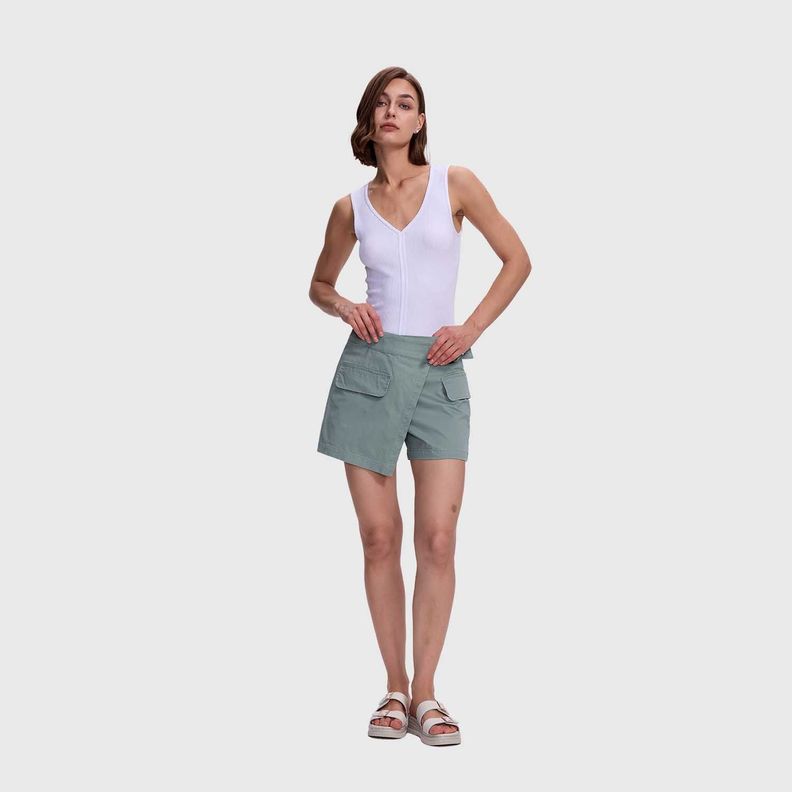 Short Mujer Falda Gabardina Verde Musgo Fashion's Park-3