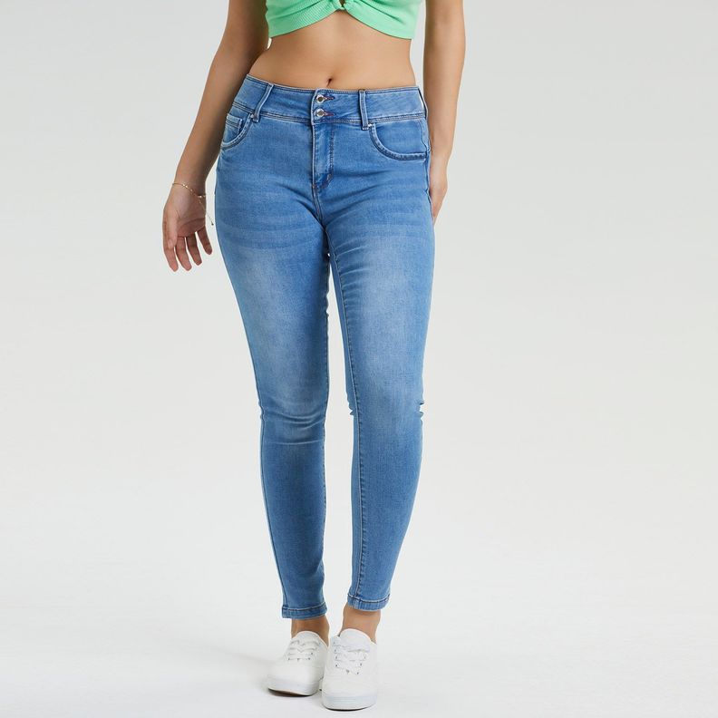 Jeans Skinny Kim Lavado Azul Claro Mujer-0