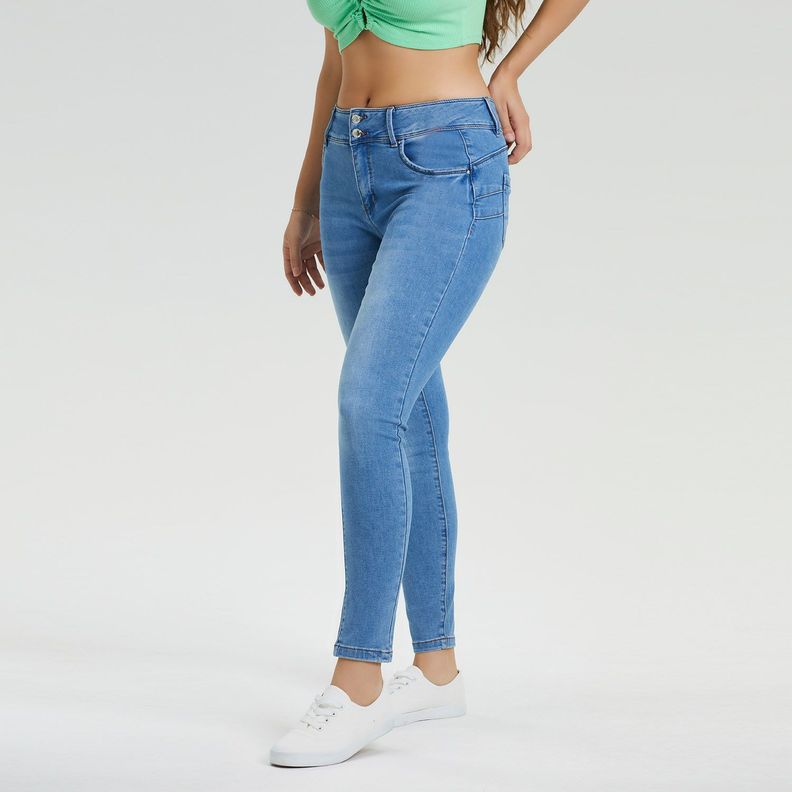 Jeans Skinny Kim Lavado Azul Claro Mujer-1