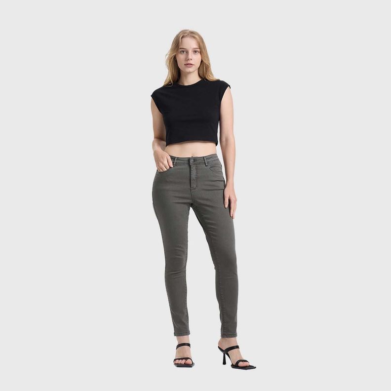 Jeans Mujer Emilia Color Verde Militar Fashion's Park-3