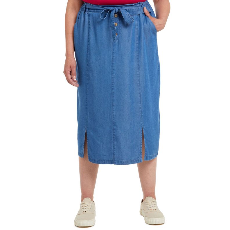 Falda Tencel Con Botones Azul Claro Mujer-0