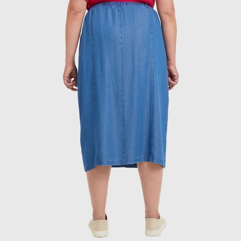 Falda Tencel Con Botones Azul Claro Mujer-2