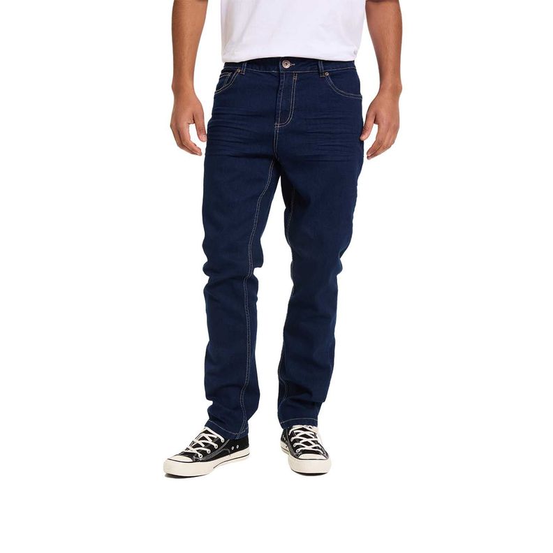 Jeans Hombre Slim Liso Azul Indigo Fashion's Park-0