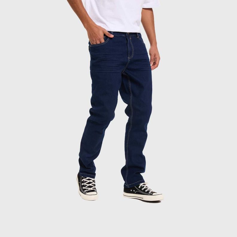 Jeans Hombre Slim Liso Azul Indigo Fashion's Park-1