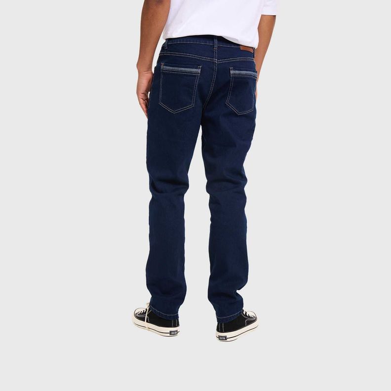Jeans Hombre Slim Liso Azul Indigo Fashion's Park-2