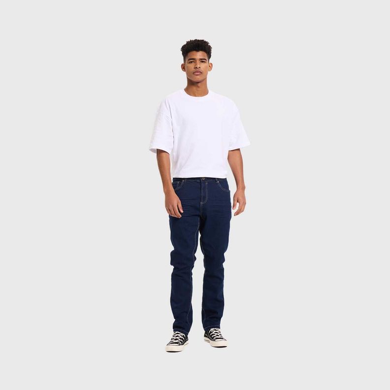 Jeans Hombre Slim Liso Azul Indigo Fashion's Park-3