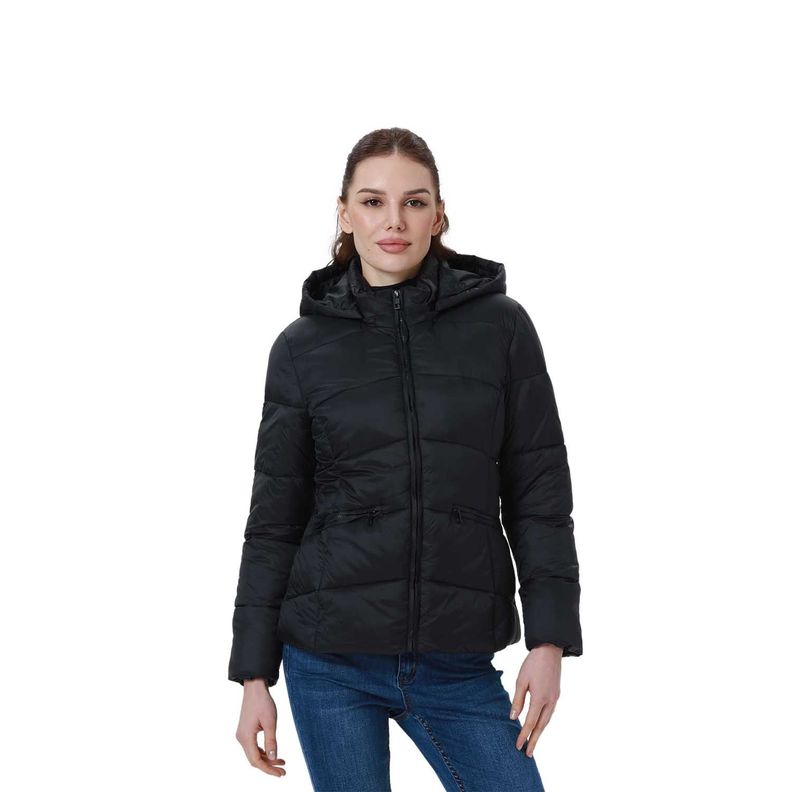 Parka Mujer Puffa Corta Negro-0