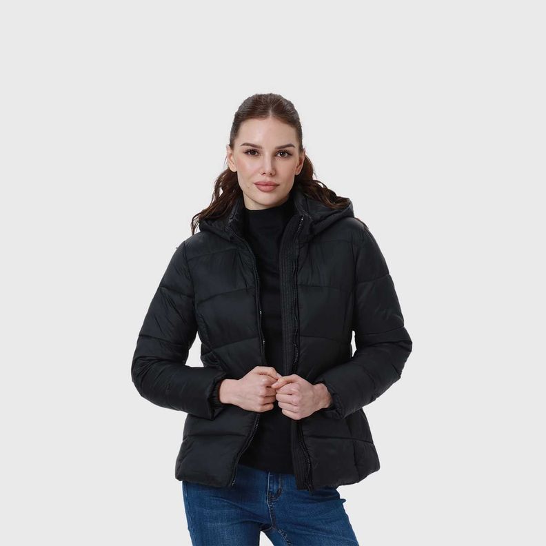 Parka Mujer Puffa Corta Negro-2