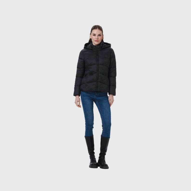 Parka Mujer Puffa Corta Negro-7