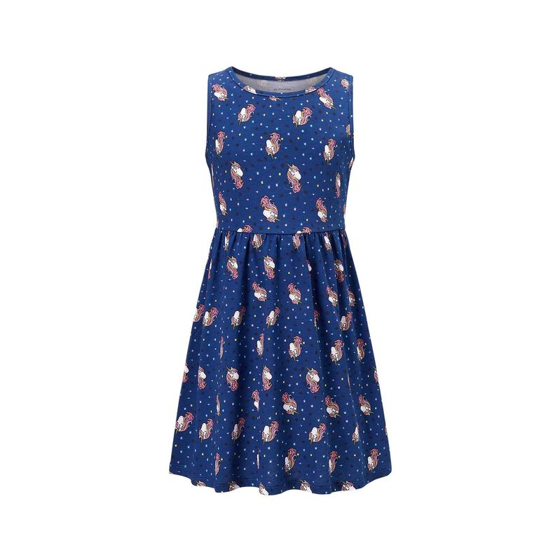 Vestido Niña Full Print Azul Oscuro Fashions Park-0