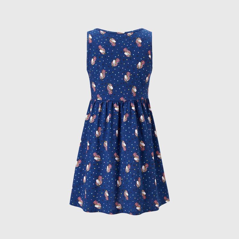 Vestido Niña Full Print Azul Oscuro Fashions Park-1