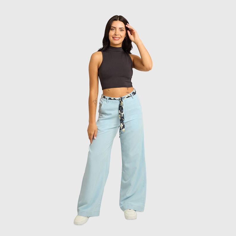 Jeans Mujer Palazzo Pañuelo Azul Claro Fashions Park-3