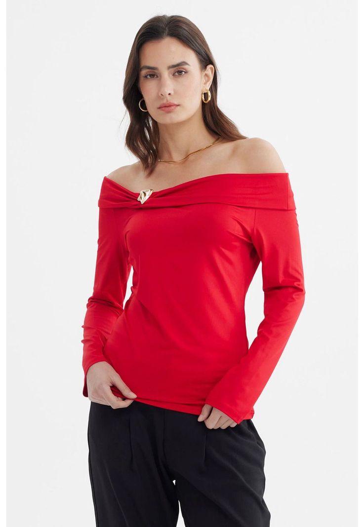 Polera Mujer Bardot Rojo