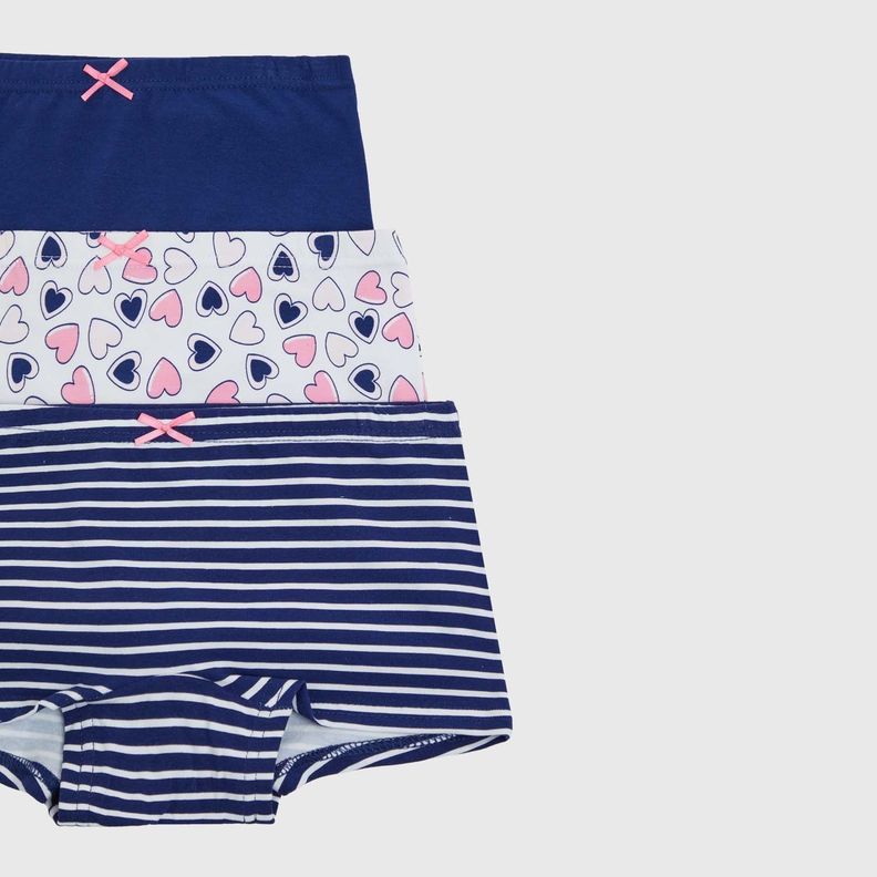 Calzón Tripack Short Azul Marino Niña-1