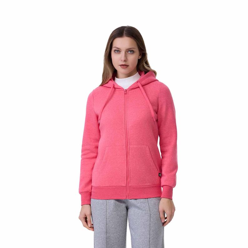 Polerón Mujer Básico Hoodie Guinda Melange-0